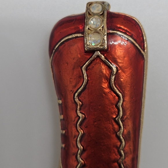 Western Mates Brooch Red Cowgirl Cowboy Boot - Picture 2 of 4